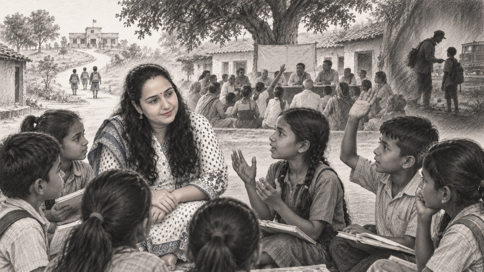 For Monika, empowerment means giving children a voice in the decisions that shape their lives. (AI generated sketch)