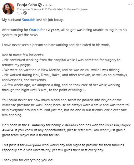 The Linkedln post.