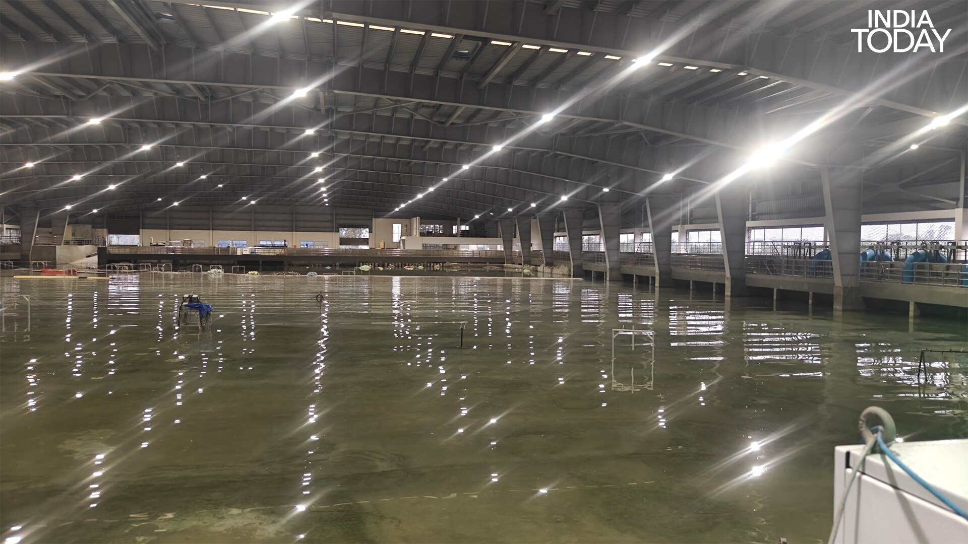 The ocean wave basin at the Discovery campus, where engineers can raise a 12-metre wave to test a harbour before it is built. (Photo: Radifah Kabir/India Today)
