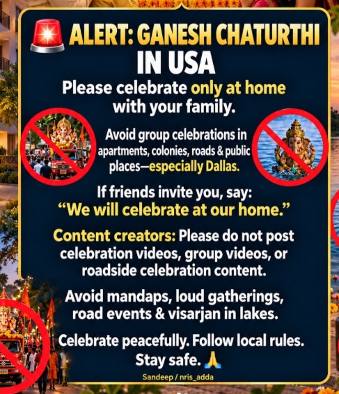 NRIs are messaging each other to celebrate Ganesh in private. (Image: Instagram/Nris_Adda)