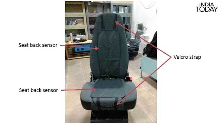 The IntelliSeat, built at IIT Madras, reads a driver's fatigue through sensors hidden in the seat back and base, no wires, no electrodes. (Photo: Radifah Kabir/India Today)