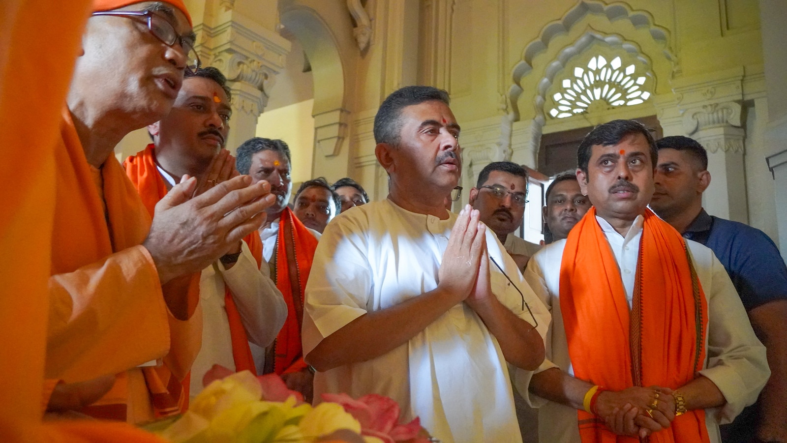 Suvendu Adhikari during a visit to Belur Math on Guru Purnima, July 29. (Image: Belur Math Media Gallery)