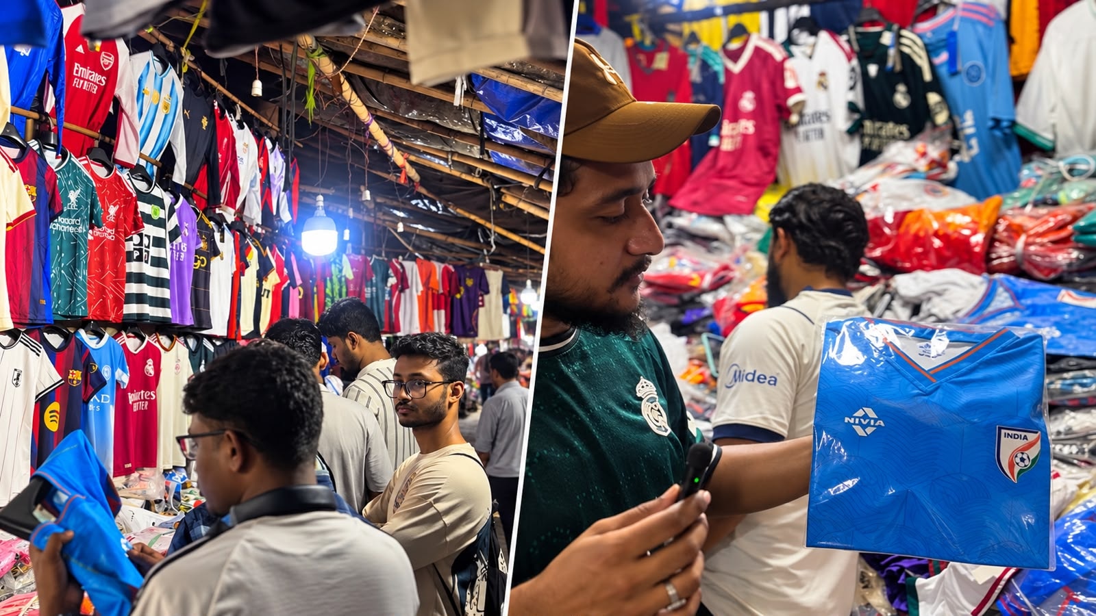 The most hype for the India vs Brazil match can be seen at the Maidan market. (Photo: Debodinna)