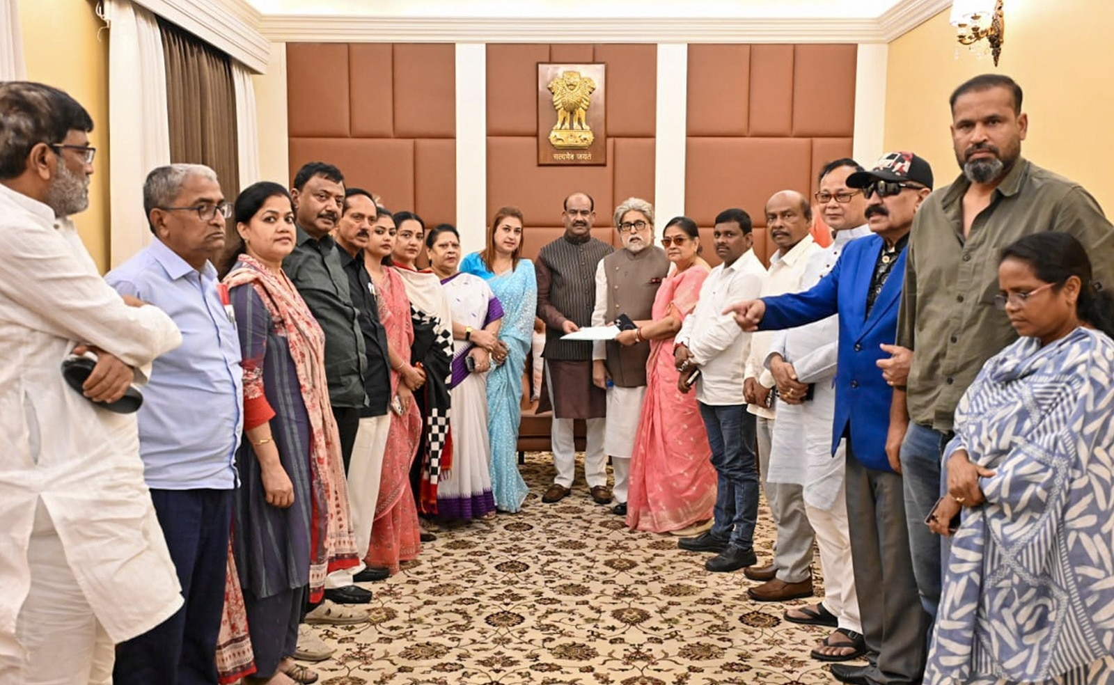Rebel TMC MPs who joined the NCPI meet Lok Sabha Speaker Om Birla in New Delhi on June 14. (Image: PTI)