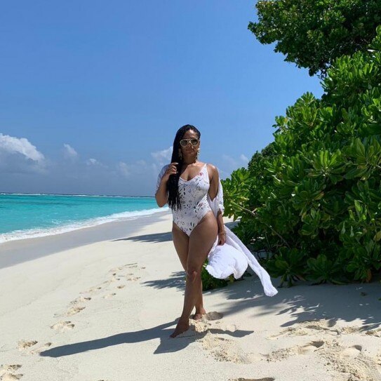 Masaba in monokini sets fire to Maldives beaches with mom 