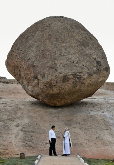 Modi Xi S Informal Day Out In Photos Indiatoday Krishna's butterball (also known as vaan irai kal and krishna's gigantic butterball) is a gigantic granite boulder resting on a short incline in the historical coastal resort town of mamallapuram in tamil nadu state of india. modi xi s informal day out in photos