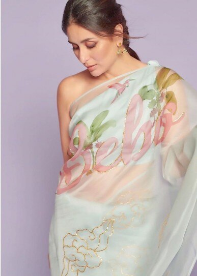 Kareena Kapoor in this hand-painted organza saree will ...
