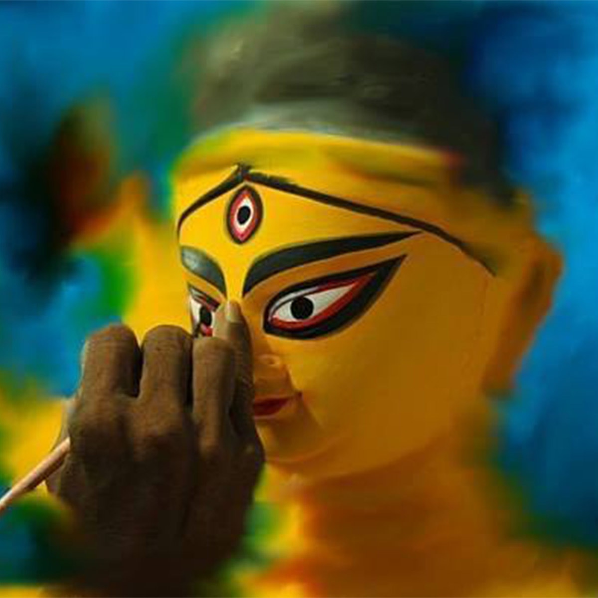 durga eyes painting ritual