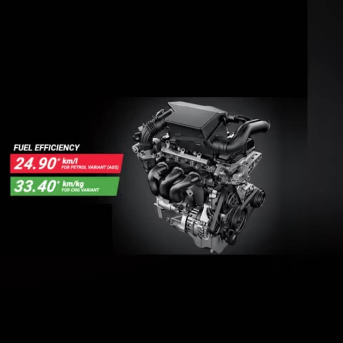 কোম্পানি দাবি করে যে এর পেট্রোল ভেরিয়েন্টটি ২৪.৩৯ কিমি/লিটার মাইলেজ দেয় এবং সিএনজি ভেরিয়েন্টটি ৩৩.৮৫ কিমি/লিটার পর্যন্ত মাইলেজ দেয়।