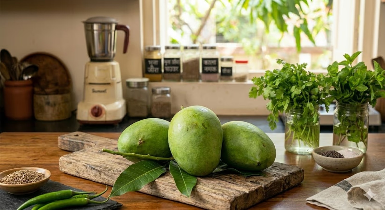 ধাপ ১. আম প্রস্তুত করা: প্রথমে, কাঁচা আমগুলো ভালোভাবে ধুয়ে নিন। তারপর, খোসা ছাড়িয়ে, সেগুলোকে মোটা করে কেটে একপাশে রাখুন। এছড়াও, বাকি সমস্ত উপকরণ সহজে প্রস্তুত করে নিন। ধাপ ১. আম প্রস্তুত করা: প্রথমে, কাঁচা আমগুলো ভালোভাবে ধুয়ে নিন। তারপর, খোসা ছাড়িয়ে, সেগুলোকে মোটা করে কেটে একপাশে রাখুন। এছড়াও, বাকি সমস্ত উপকরণ সহজে প্রস্তুত করে নিন।