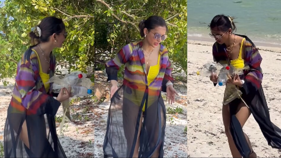 Mimi Chakraborty Viral: মনোকিনি পরে সমুদ্রতটে আবর্জনা কুড়াচ্ছেন মিমি, চোখে- মুখে স্পষ্ট বিরক্তি, কী হয়েছে? - Mimi Chakraborty Viral video tollywood actress mimi disgusted cleans ...