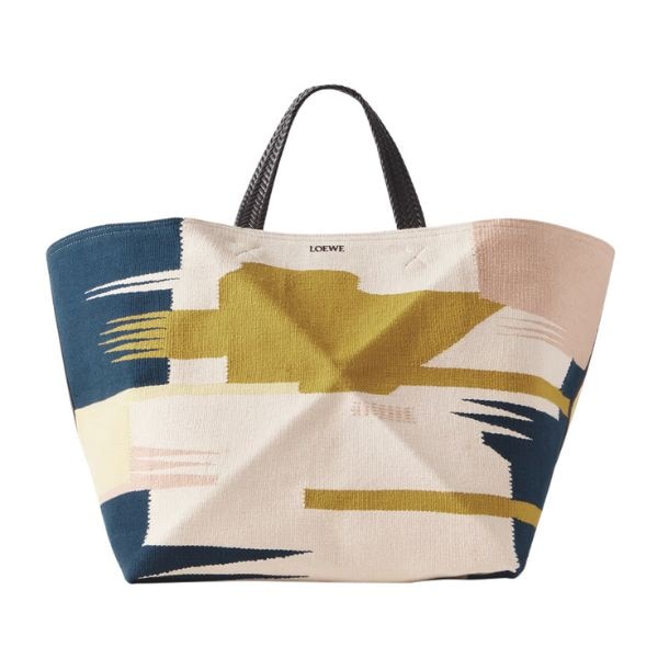 Loewe Puzzle Fold XL Leather-Trimmed Canvas-Jacquard Tote, ₹3,78,442 approx. 