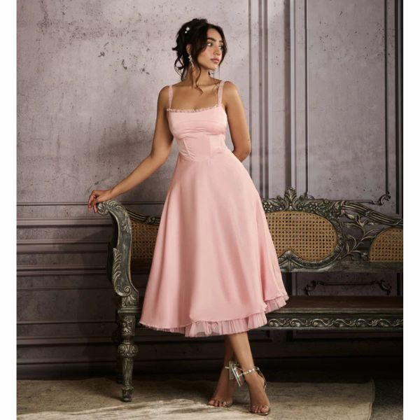 Lea Clothing Co Sybil A-Line Corset Midi Dress, ₹7,490