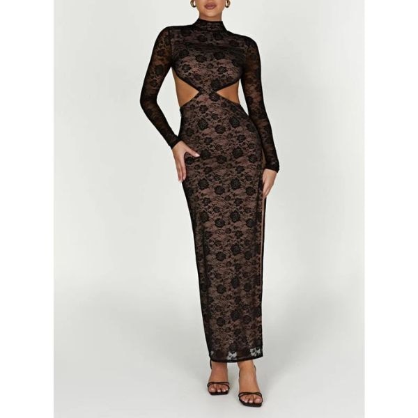 Outcast Juliet Lace Maxi Dress In Black, ₹3,863