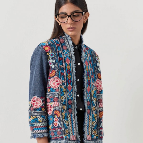  Vipul Shah Rosa Denim Jacket in Blue, ₹12,000