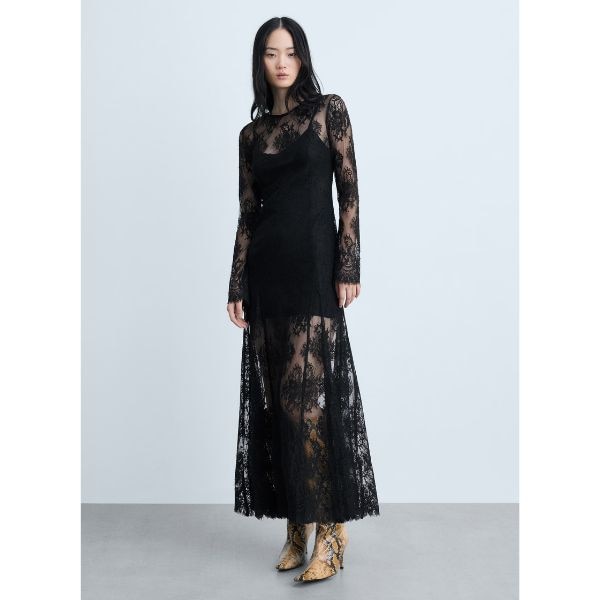 Mango Semi-Transparent Lace Long Dress, ₹11,370 approx.