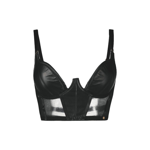 Something Wicked Fitted Leather Bra, ₹43,355 approx.