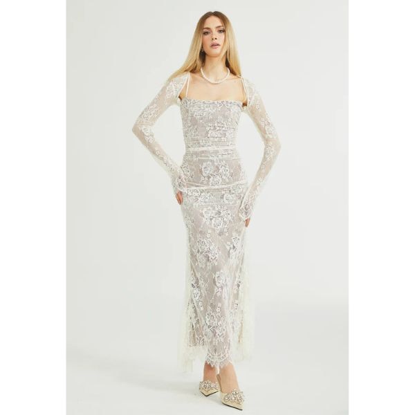 Miss Rosier Valérie White Floral Lace Mesh Maxi Dress, ₹16,756 approx. 