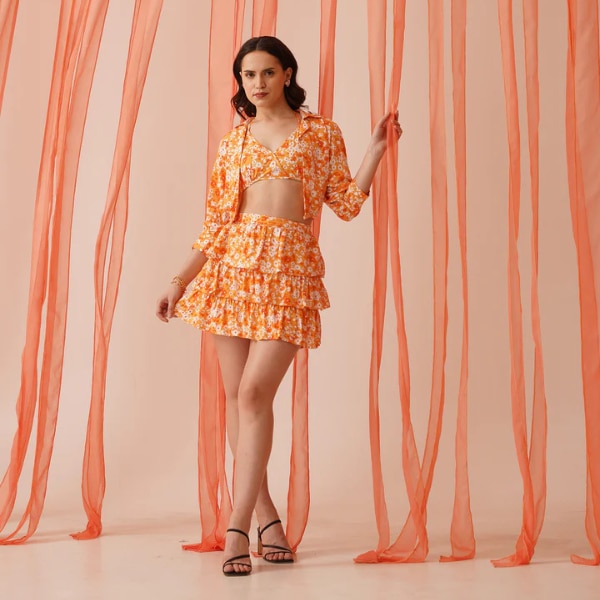 FXM London Jules Floral Print Beachwear Co-ord Set, ₹3,699