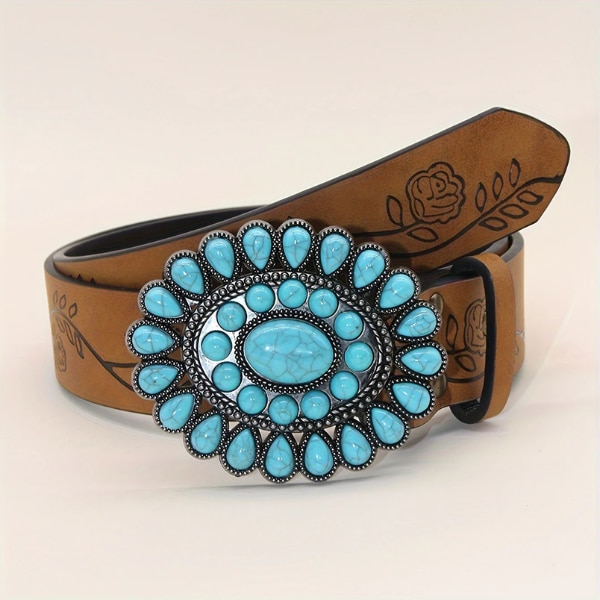 Bling Queen Vintage Western Cowboy Embossed Belt Men's Casual Business Accessory, ₹899
