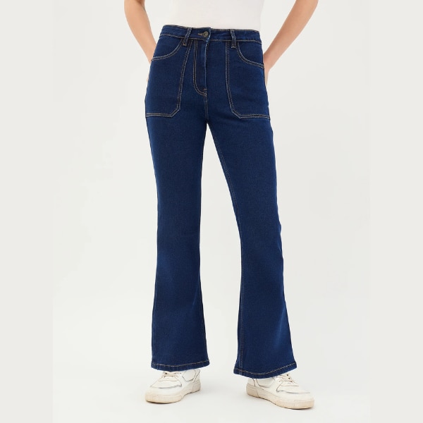 Elle Women Blue Bootcut Fit Solid Jeans, ₹4,299