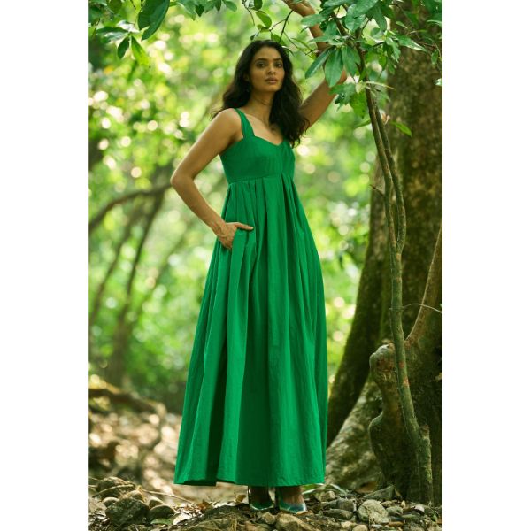 Dash and Dot Green Flared Gown, ₹6,990