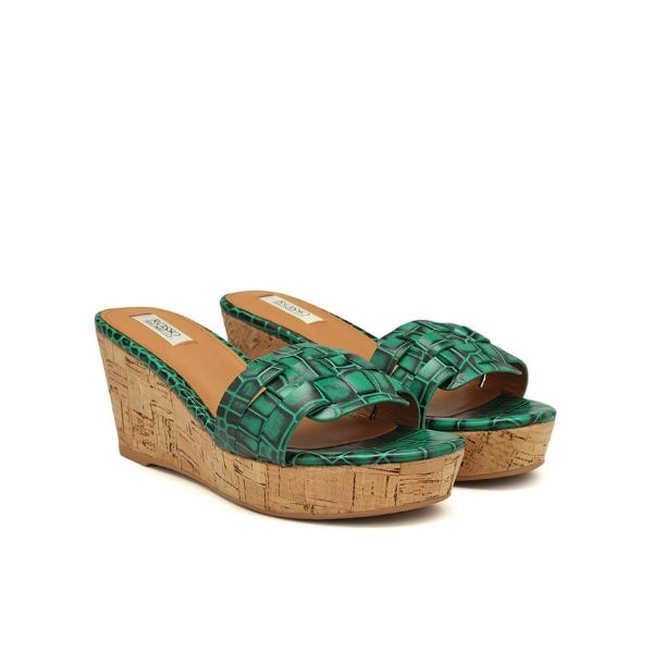 Rosso Brunello Green Textured Wedges, ₹7,499