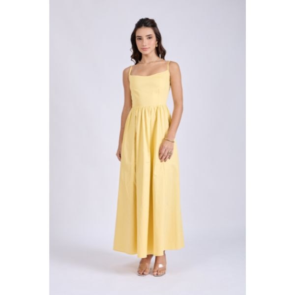 Select Staples Butter Yellow Strappy Flare Dress, ₹2,899
