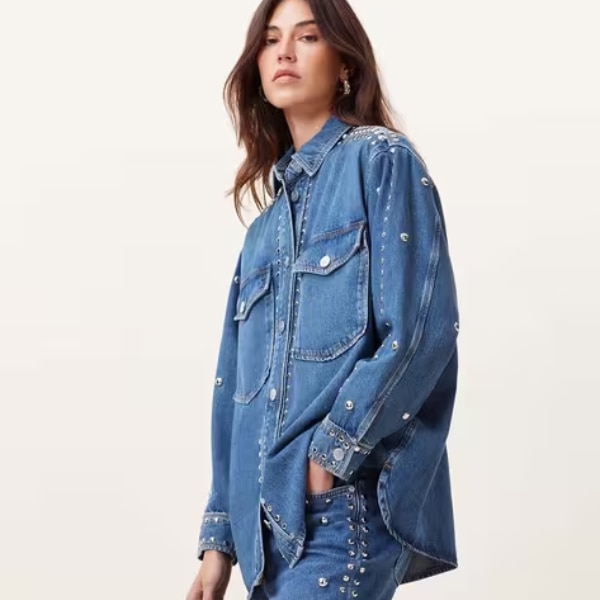 All Saints Women Alba Stud Relaxed Fit Shirt, ₹17,999