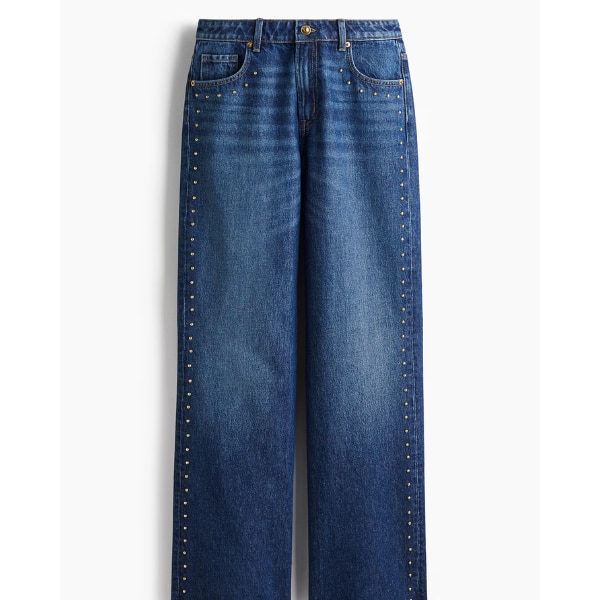 H&M Wide High Studded jeans,₹2,999 