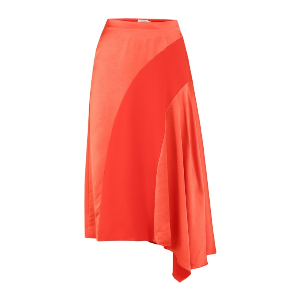 Ted Baker Women Red Satin Midi Skirt With Asymmetric Hem, ₹7,250