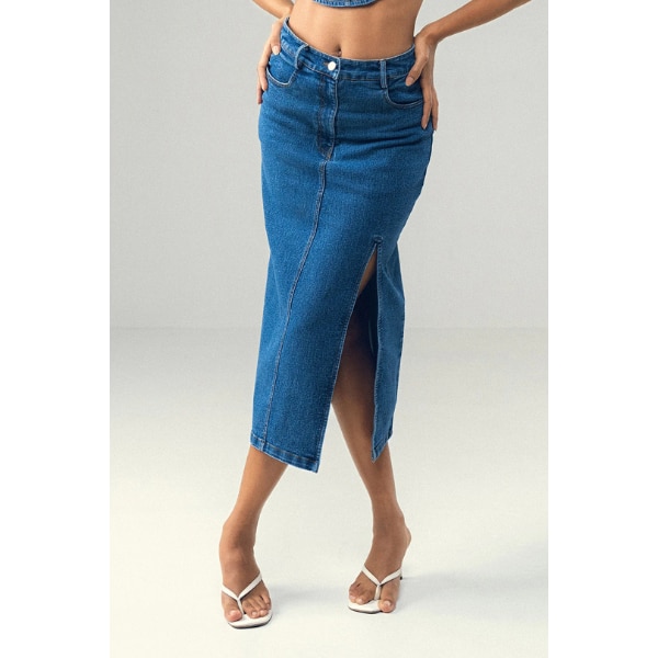 Sotbella Indigo Side-Slit Midi Skirt, ₹2,999