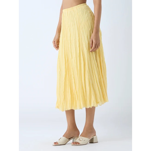 Westside LOV Yellow Crinkle-Textured High-Rise Skirt, ₹1,699