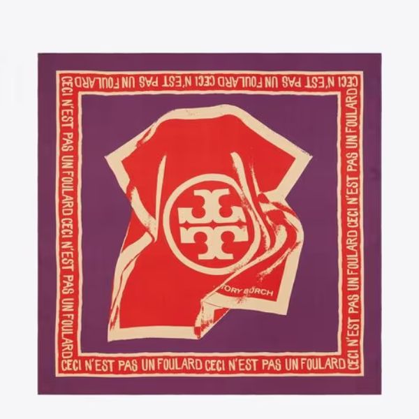 Tory Burch Ceci n'est Pas Un Foulard Silk Square Double Sided Scarf, ₹11,825