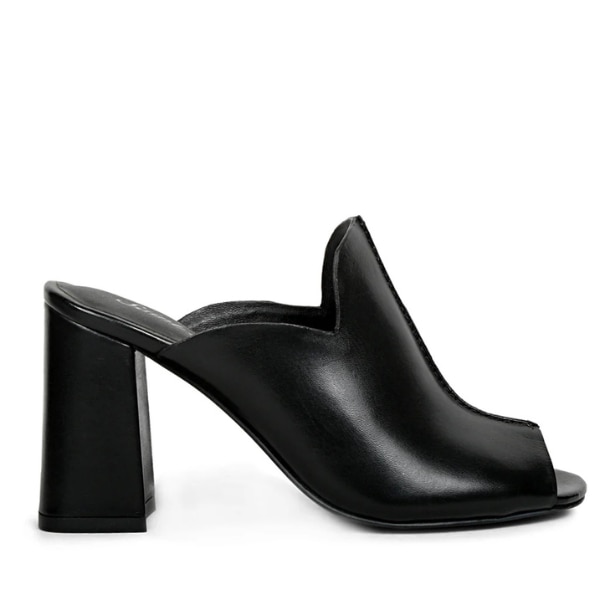 Saint G Amor Black Leather Block Heel Mules, ₹8,900