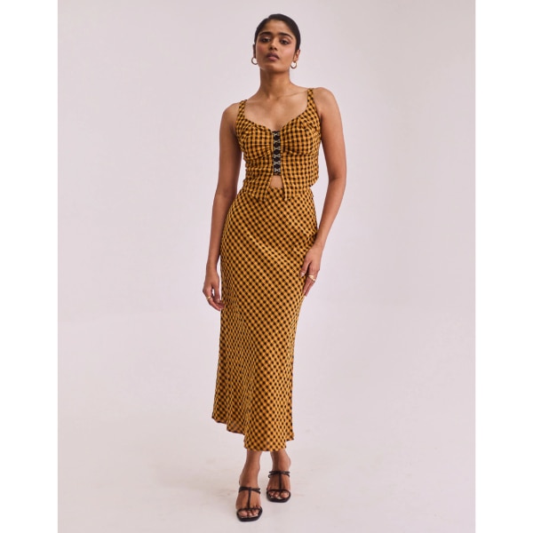 Urban Suburban Yellow Gingham Top & Skirt Set, ₹6,199