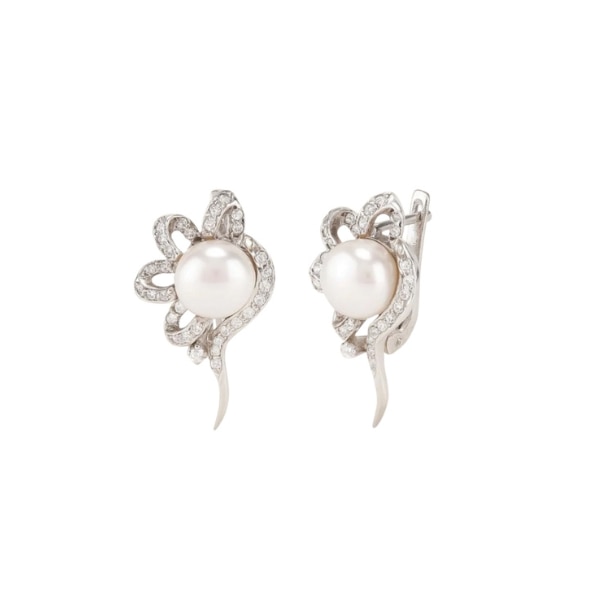 Aadiya Jewels Pearl & Zicron Wildflower Earrings, ₹7,800