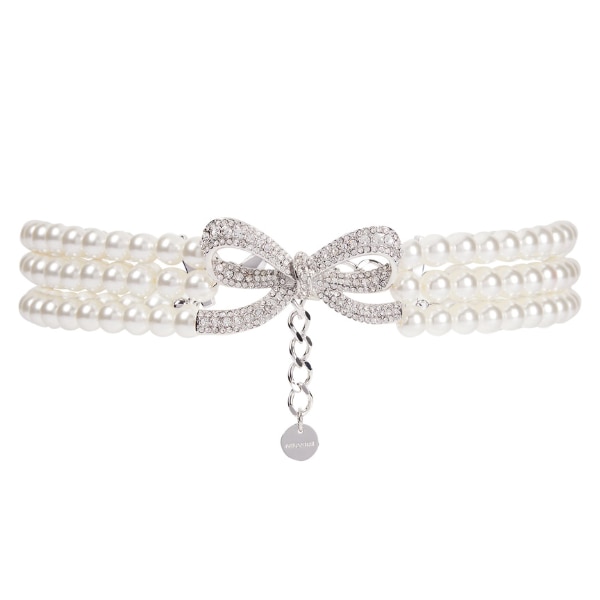 Self-Portrait Embellished Bow-Detail Faux Pearl Choker, ₹27,425 approx.