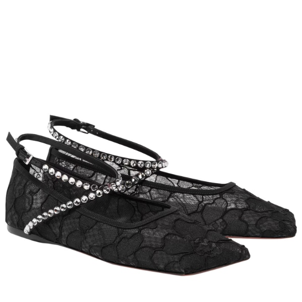 Amina Muaddi Ane Embellished Lace Ballet Flats, ₹89,570 approx.
