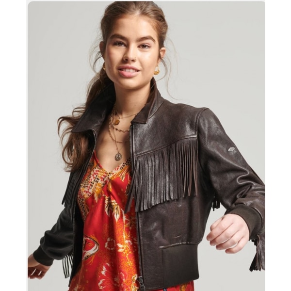 Superdry Vintage Fringe Leather Jacket, ₹15,800 approx. 