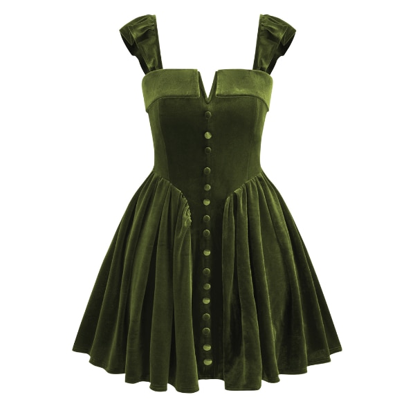 Cider Velvet Square Neck Solid Ruffle Zipper Mini Dress, ₹5,299