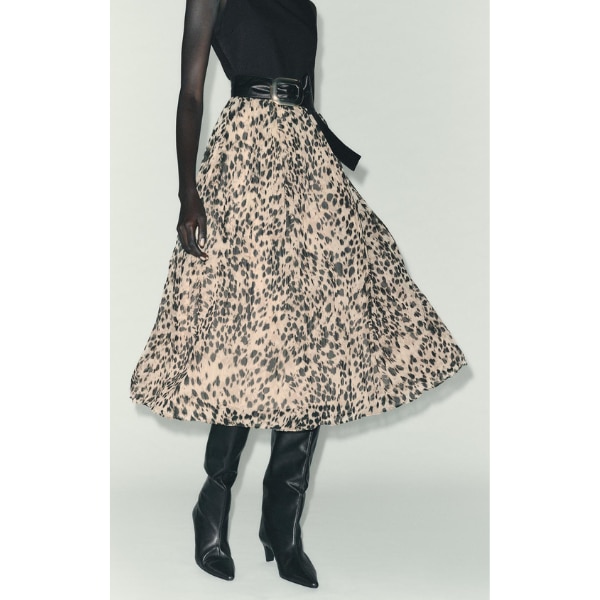 Zara Animal Print Combination Midi Dress With Belt, ₹5,550