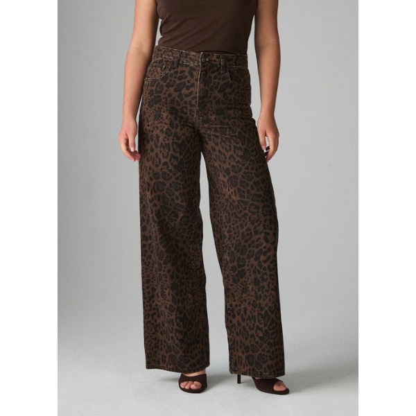 Next Leopard Print Hourglass Wide Leg Jeans, ₹3,210