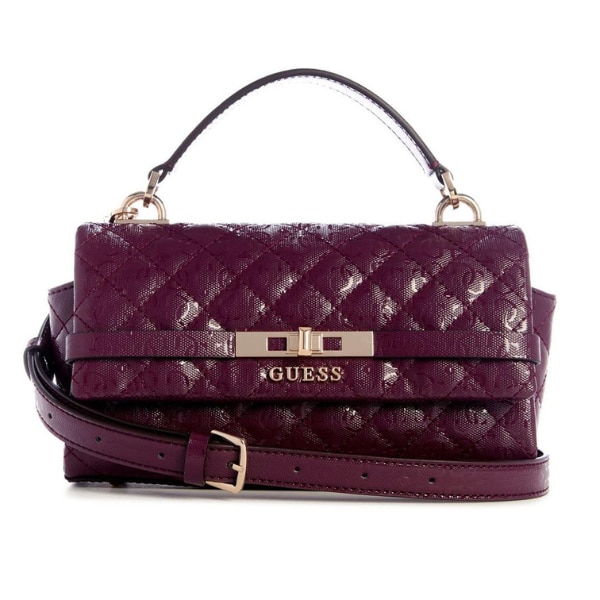 Guess Women Brand Logo Printed Structured Quilted Satchel Bag, ₹10,400