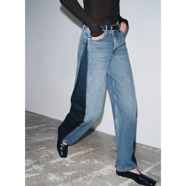 Zara ZW Collection Tapered Patchwork Jeans, ₹4,950