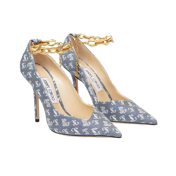 Jimmy Choo Diamond Talura Monogram Denim Pumps, ₹1,00,000