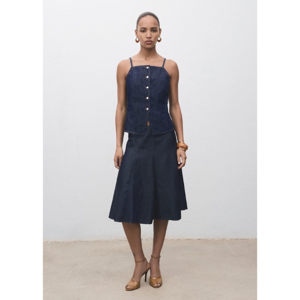 Mango Pleated Denim Skirt, ₹3,990