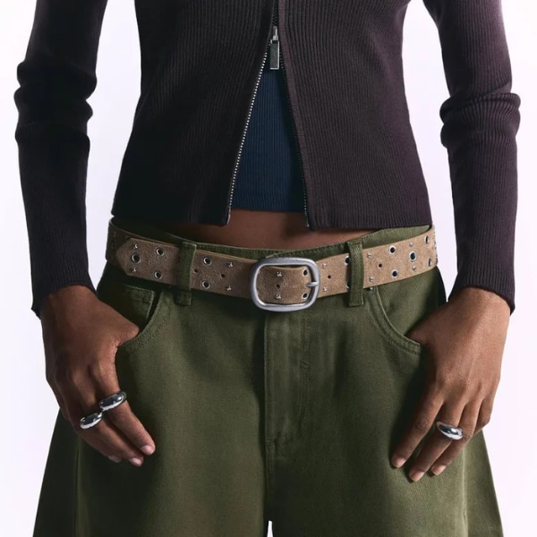 Bershka Faux Suede Belt with Eyelets, ₹1,450