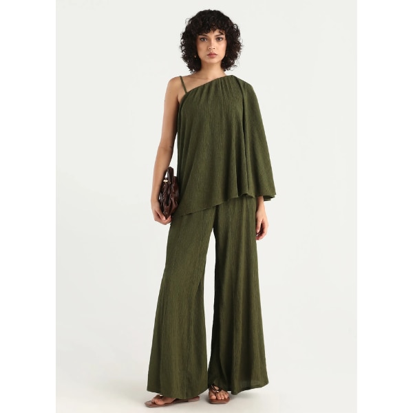 Rareism Solid One Shoulder Top Aviok-T - Olive, ₹2,799