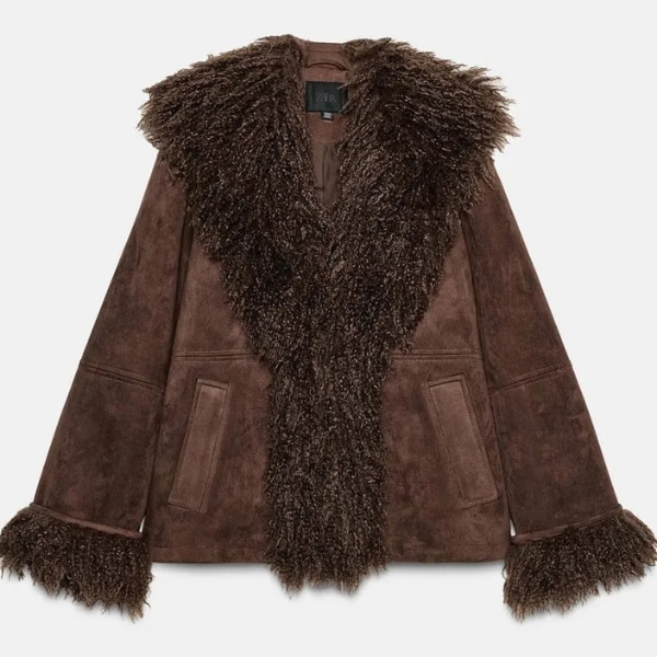 Zara Double-Faced Faux Fur Jacket, ₹7,550
